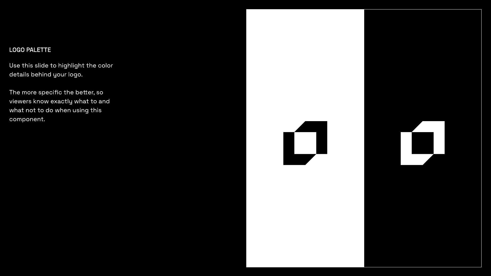 Guidelines page: logo on black and on white