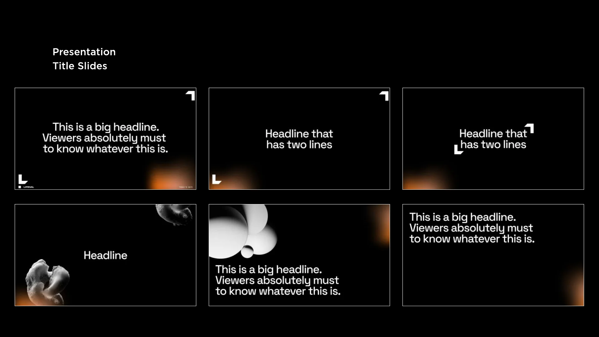 Guidelines page: presentation title slides