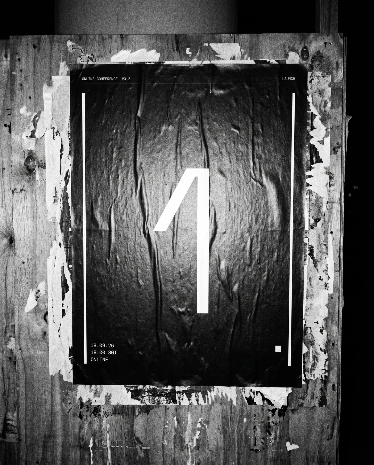 The countdown poster pasted on a plywood hoarding