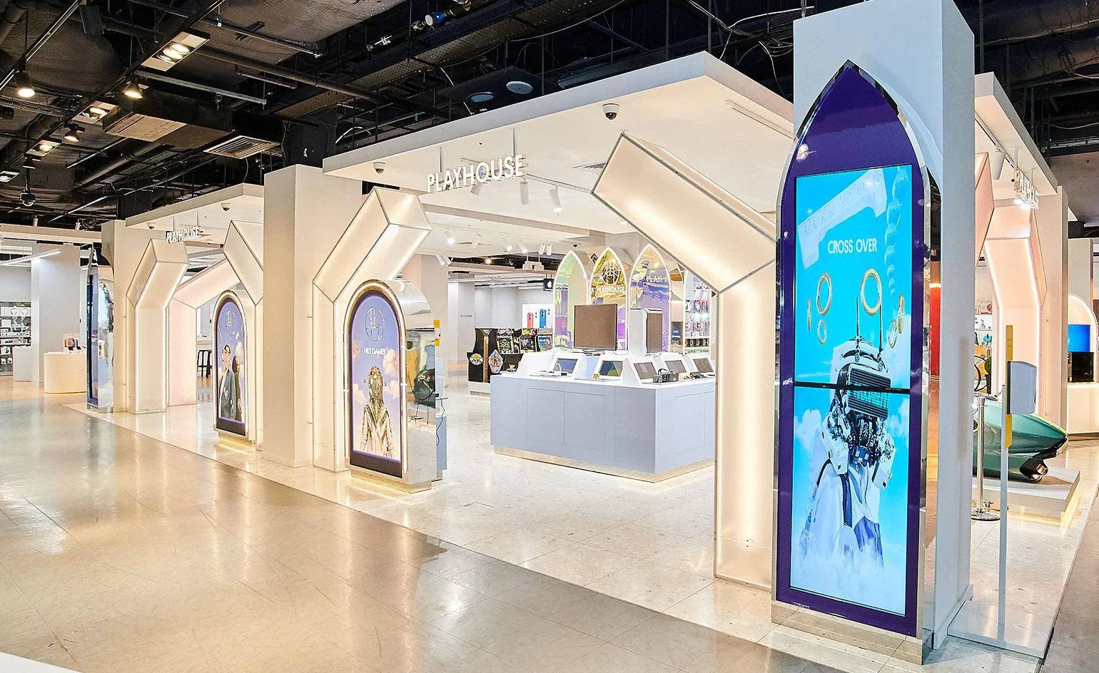The Playhouse store with a tall arch screen at its corner