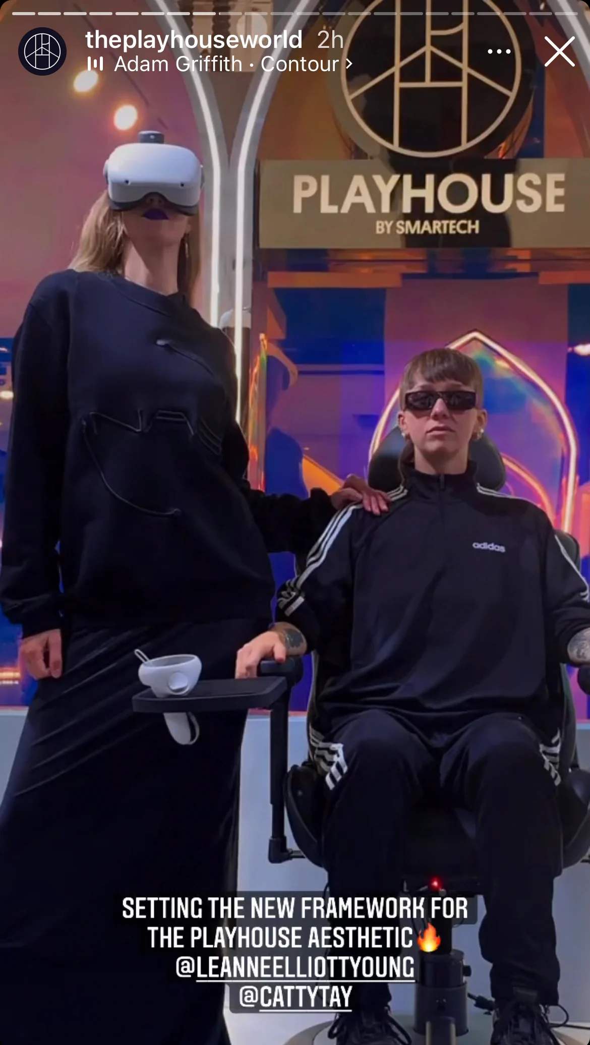 An Instagram story from the store: two people in black Playhouse uniforms in front of the arches
