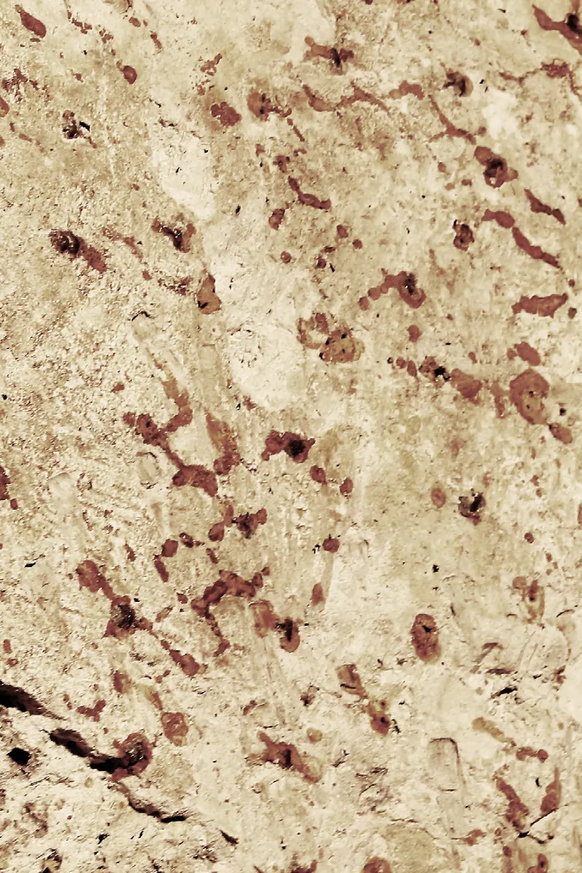 Travertine with dark red flecks